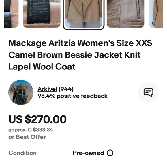 Mackage Tan Pea Coat - Picture 3 of 14